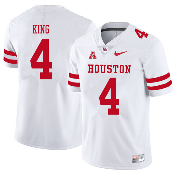 2018 Men #4 D'Eriq King Houston Cougars College Football Jerseys Sale-White - Click Image to Close